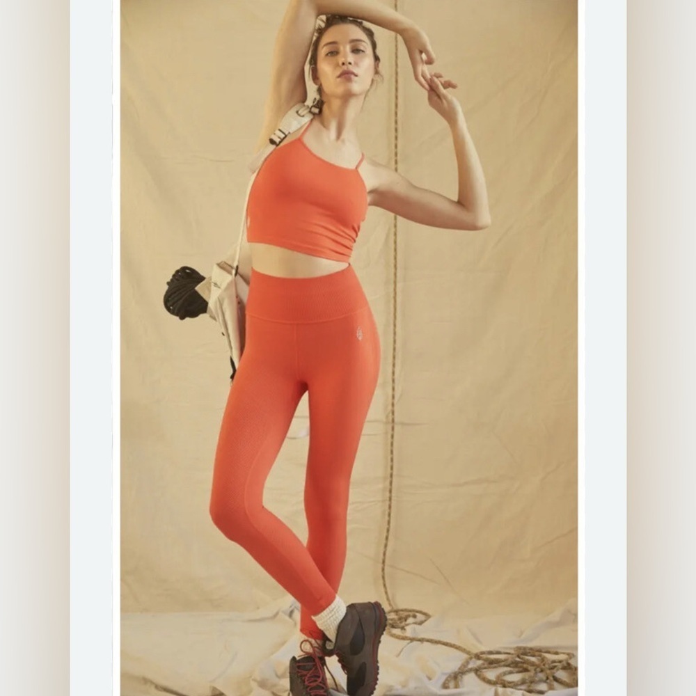 FP Movement Orange Split Hem High Rise Leggings Women’s M Yoga Pants